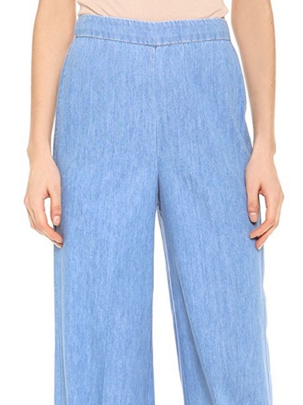 NWT Alice + Olivia Wide Leg Bell Bottom Back Zipper Light Blue Denim Pants